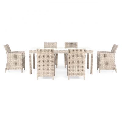 Set 6 scaune si masa pentru gradina/terasa Cielo, aluminiu/sticla securizata, gri