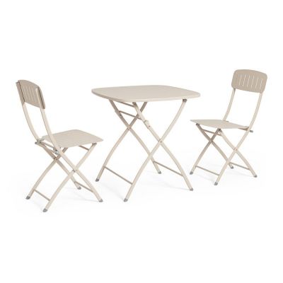 Set de dining pentru grădină bej din oțel pentru 2 persoane Yvonne – Bizzotto