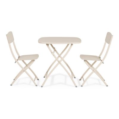 Set de dining pentru grădină bej din oțel pentru 2 persoane Yvonne – Bizzotto