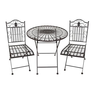 Set de dining pentru grădină maro închis din metal pentru 2 persoane – Garden Pleasure