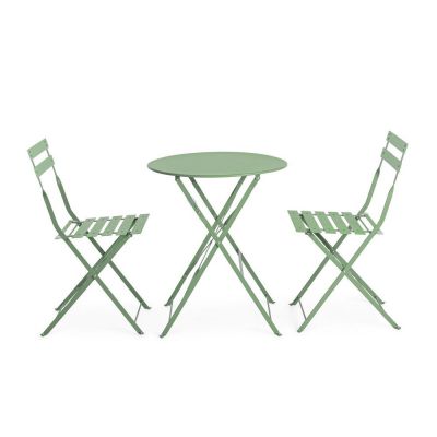 Set de dining pentru grădină verde salvie din oțel pentru 2 persoane Austin – Bizzotto