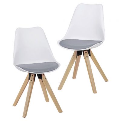 Set De Scaune din lemn, plastic, textil, gri, alb