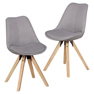 Set De Scaune din lemn, plastic, textil, gri