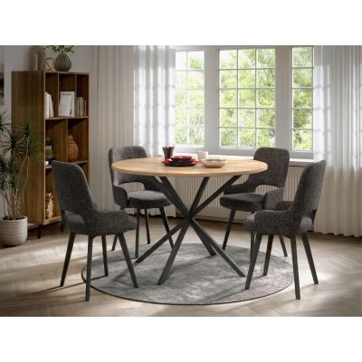 Set Masa Rotunda Spira + 4 Scaune Berna Gri Inchis