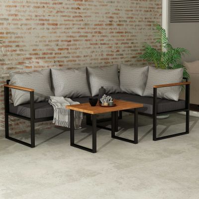 Set mobilier de gradina, Hanah Home, CPT5516-190, Gri / Antracit