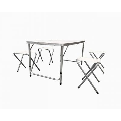 Set mobilier pentru camping Heinner, 5 piese, aluminiu/MDF