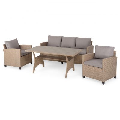 Set mobilier pentru gradina/terasa II, 4 piese, Baxter, natur/bej