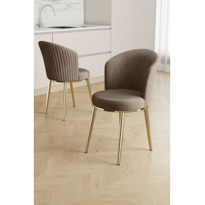 Set scaune 2 piese, Hanah Home, Risa, Cappuccino / Aur