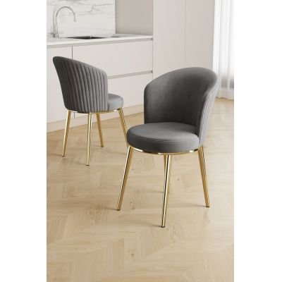 Set scaune 2 piese, Hanah Home, Risa, Gri / Auriu