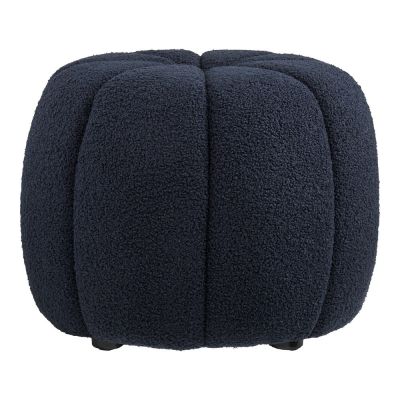 Taburet albastru închis cu tapițerie din țesătură bouclé Paisley – House Nordic