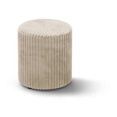 Taburet bej cu tapițerie din catifea reiată Dia – Micadoni