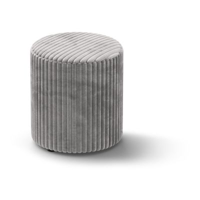 Taburet gri deschis cu tapițerie din catifea reiată Dia – Micadoni