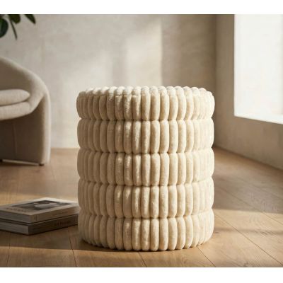 Taburet, Mauro Ferretti, Goteborg, 41x46 cm, MDF/poliester, alb