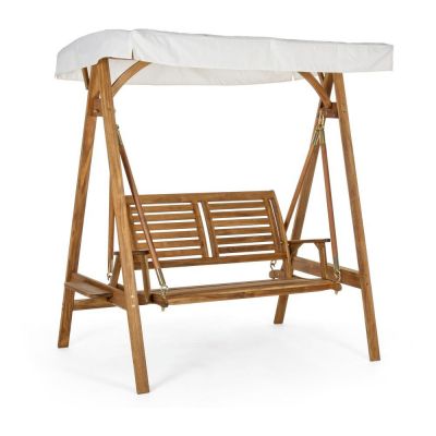 Balansoar de grădină în culoare naturală din lemn masiv Noemi – Bizzotto