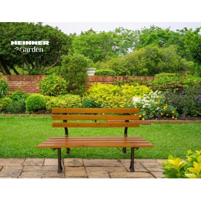 Banca pentru gradina Heinner, 120x57x70 cm, otel/lemn, natur/negru