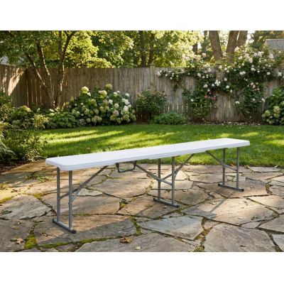 Banca pliabila pentru gradina Heinner, 182x28x43 cm, otel/plastic, alb/gri