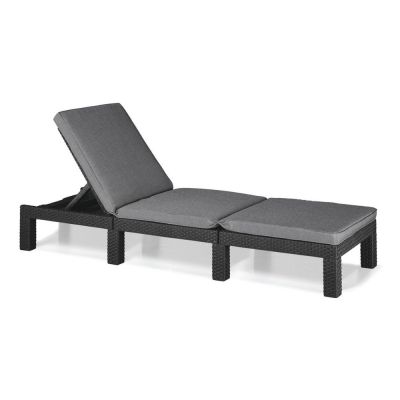 Șezlong de grădină gri închis capitonat/din ratan artificial ajustabil Daytona – Keter