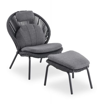 Fotoliu cu taburet TEMPORAL LOUNGE - Grey