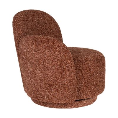 Fotoliu roșu pivotant cu tapițerie din chenille Rose – Dutchbone