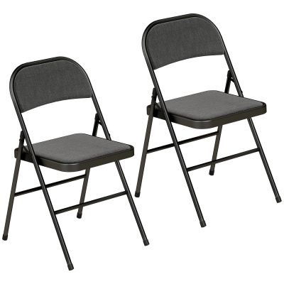 HOMCOM Set de 2 scaune pliante pentru sufragerie, portabile, cadru din oțel dim. 45l x 46P x 78H cm negru | Aosom Romania