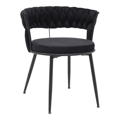 Scaun Alkia din catifea, neagra, 60x57x68 cm