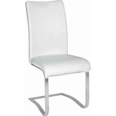 Scaun Cantilever din metal, plastic, alb, culoare inox