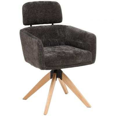 Scaun Cu Brațe din lemn, metal, textil, antracit