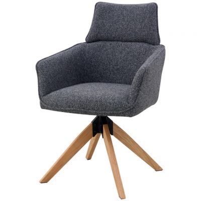 Scaun Cu Brațe din lemn, metal, textil, antracit