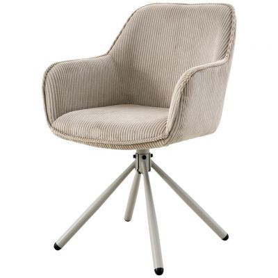 Scaun Cu Brațe din lemn, metal, textil, bej