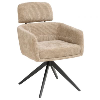 Scaun Cu Brațe din lemn, metal, textil, bej