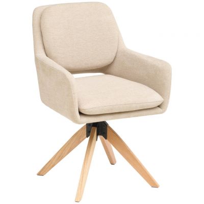 Scaun Cu Brațe din lemn, metal, textil, bej