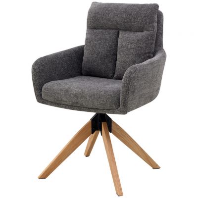 Scaun Cu Brațe din lemn, metal, textil, gri