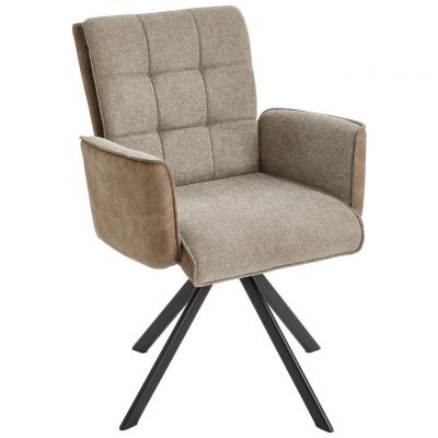 Scaun Cu Brațe din lemn, metal, textil, maro, negru