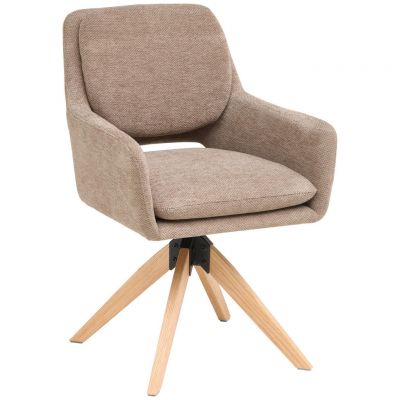 Scaun Cu Brațe din lemn, metal, textil, maro