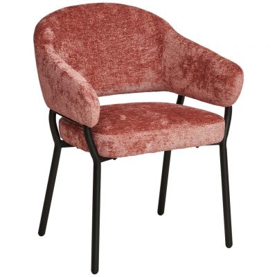 Scaun Cu Brațe din lemn, metal, textil, roz aprins