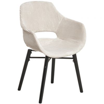 Scaun Cu Brațe din lemn, plastic, textil, negru, bej