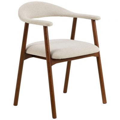Scaun Cu Brațe din lemn, textil, bej, nucă