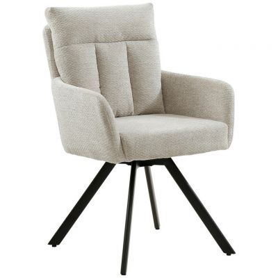 Scaun Cu Brațe din metal, textil, crem, negru