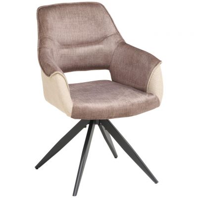 Scaun Cu Brațe din metal, textil, negru, bej