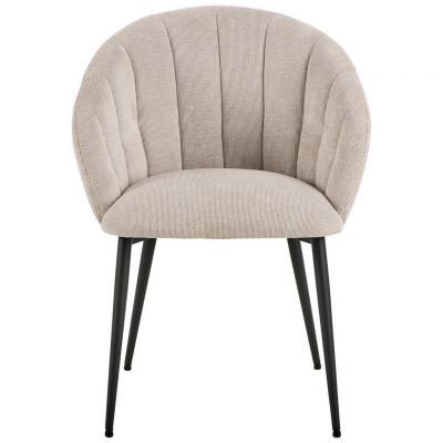 Scaun Cu Brațe din metal, textil, negru, bej