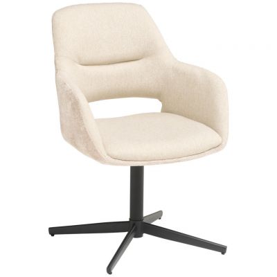 Scaun Cu Brațe din metal, textil, negru, bej