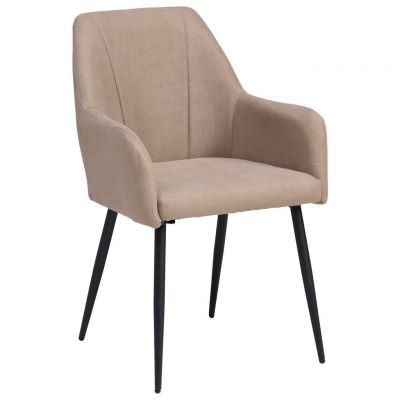 Scaun Cu Brațe din metal, textil, negru, cappuccino