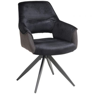 Scaun Cu Brațe din metal, textil, negru, gri închis