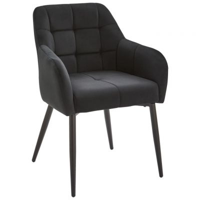 Scaun Cu Brațe din metal, textil, negru, gri închis