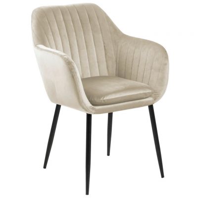 Scaun Cu Brațe din metal, textil, negru, nisipiu