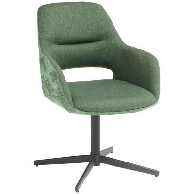 Scaun Cu Brațe din metal, textil, verde, negru