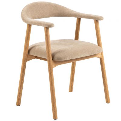Scaun Cu Brațe din textil, culoare lemn stejar, bej