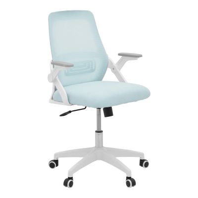 Scaun de birou Reji din plasa de albastru deschis -cadru, alb, 58x60x89-99 cm