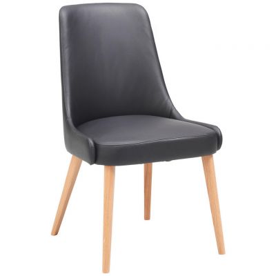 Scaun din lemn, piele, negru