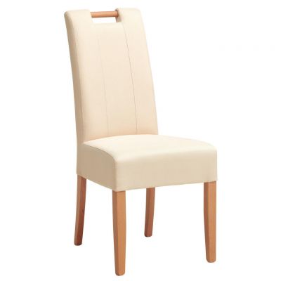 Scaun din lemn, textil, bej